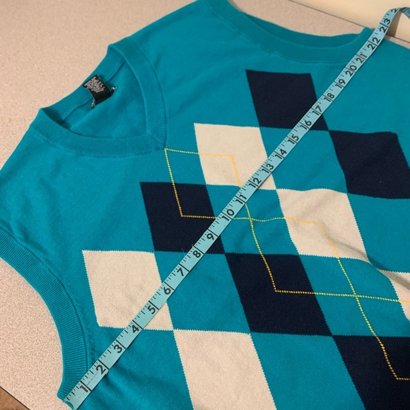 Pro Tour Knit V-Neck Vest Sweater Aqua/Teal & Blue color Men’s - Picture 6 of 8